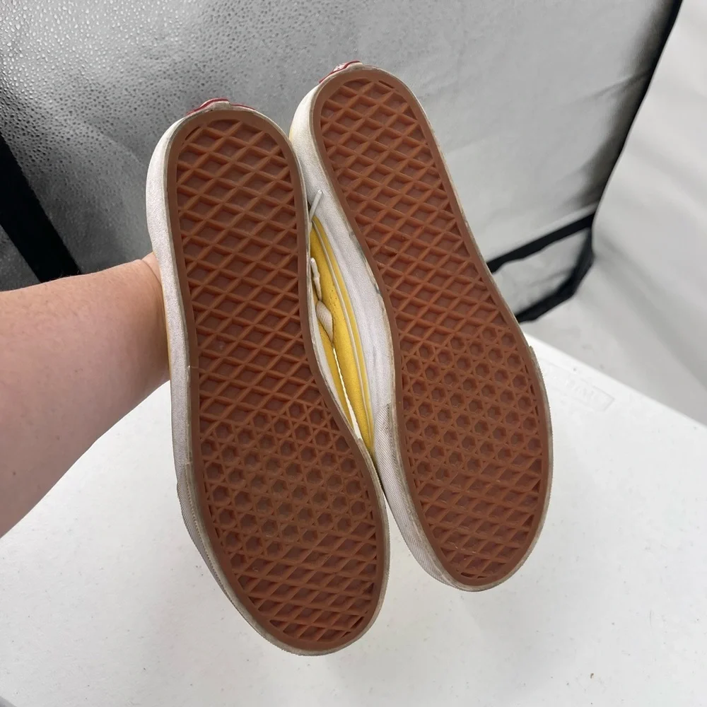 Vans yellow leather canvas skater sneakers